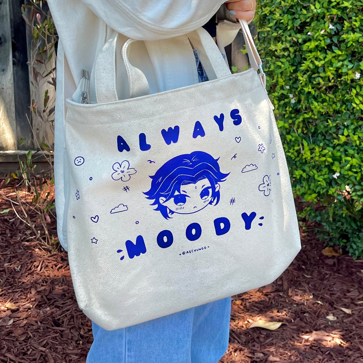 "Always Moody" Canvas Messenger Bag